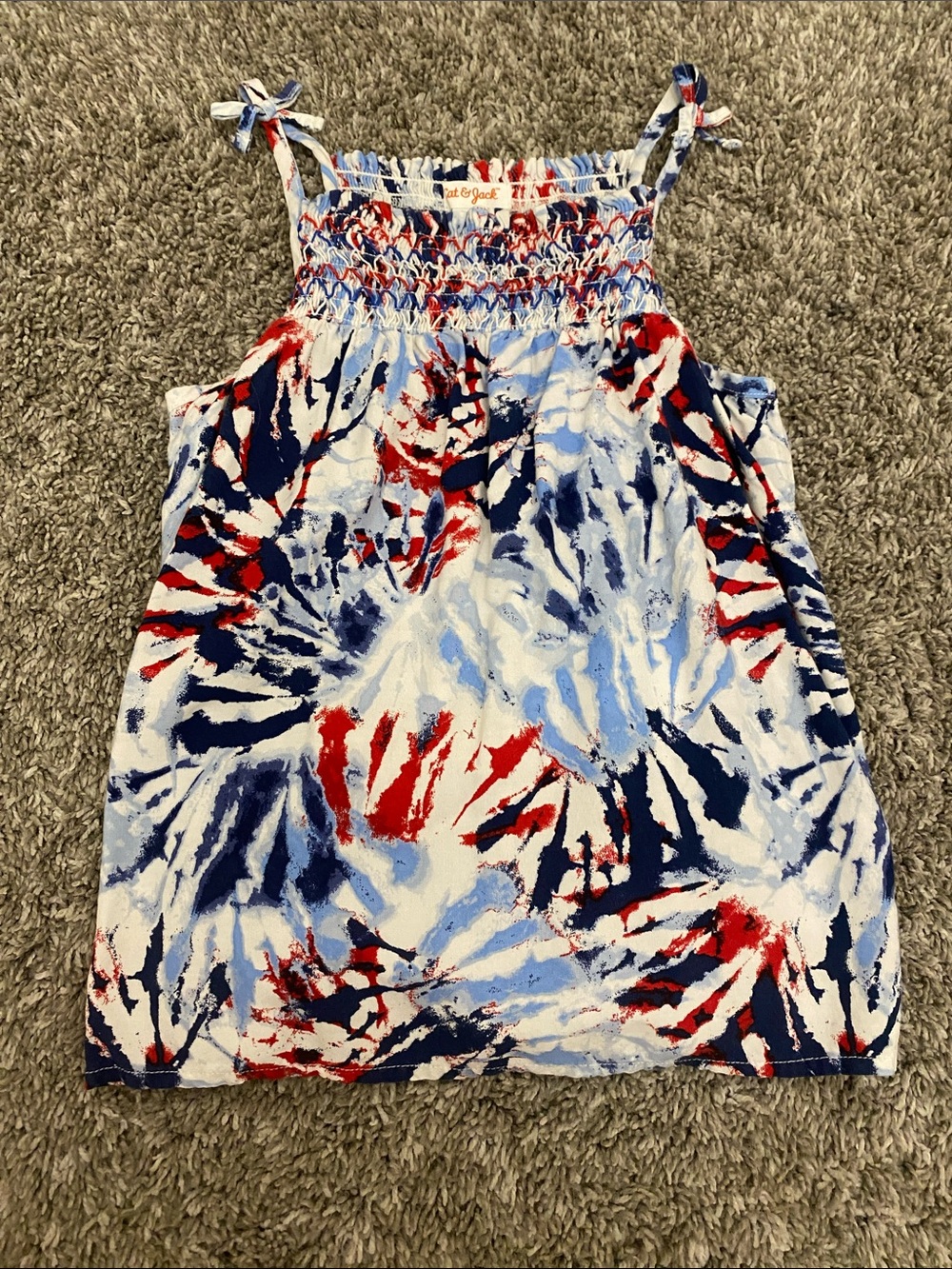 Cat & Jack Red Blue White Tie-Dye Tank Top
